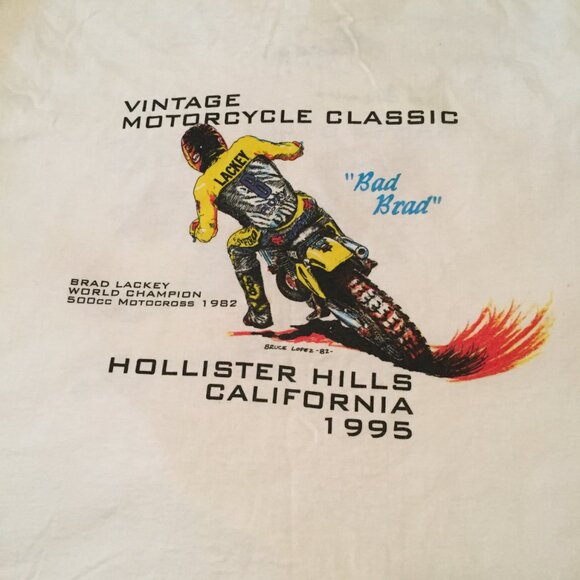 VTG 90s Santa Clara RidersMotorcycle Brad Lackey Autographed Tee L Motoc… - Picture 9 of 10